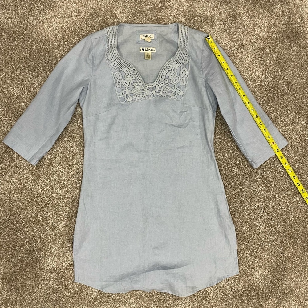 Malvin Hamburg Germany Light Blue Women's linen Dress Small - Picture 11 of 12